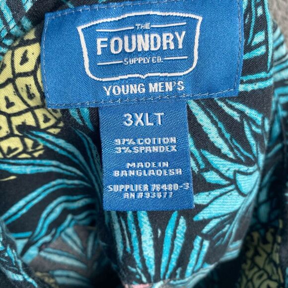 Foundry Supply Co Young Mens Size 3XLT Button Down Short Sleeve Parrot Pineapple - Picture 3 of 10